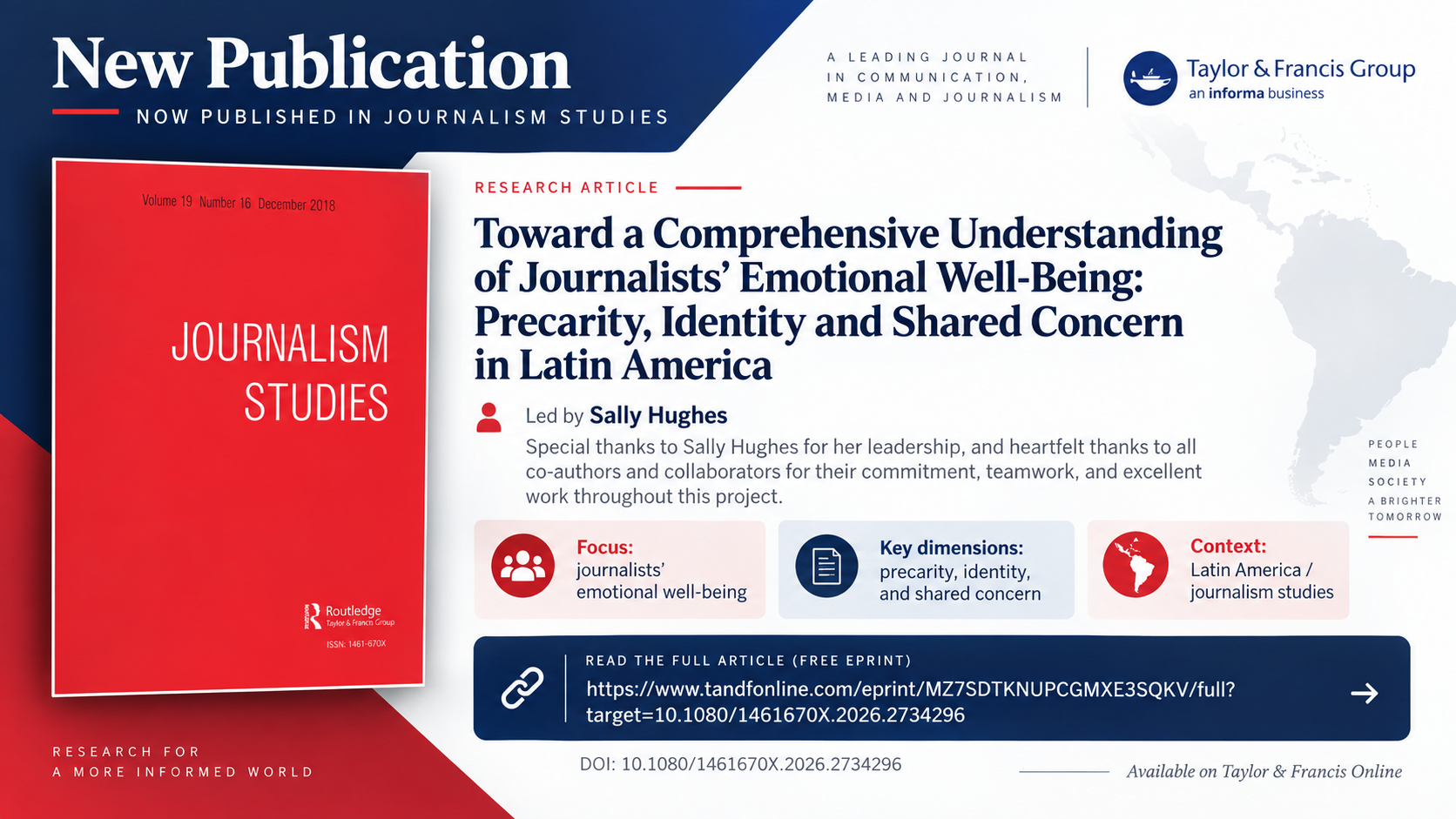 New Journalism Studies article on journalists’ emotional well-being in Latin America