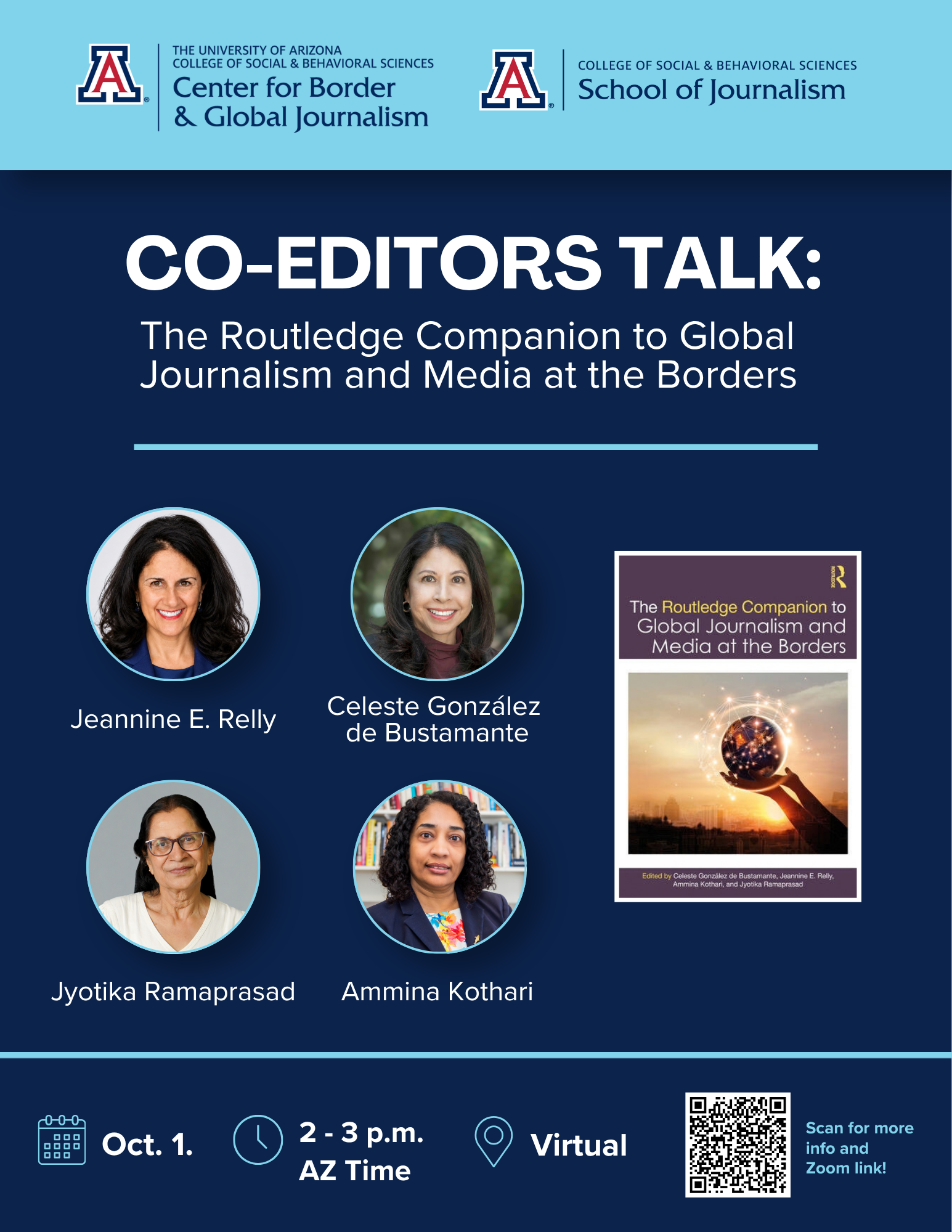 Official flyer for the online conversation with the four editors on 1 October 2026 at 2 p.m. Arizona time