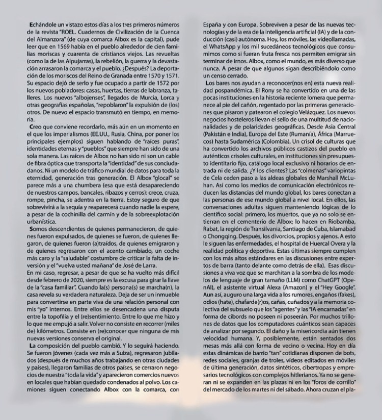 Página 22 del PDF del libro: La memoria y el regreso. Artículo El fin del espacio. Somos tiempo, de Martín Oller Alonso.